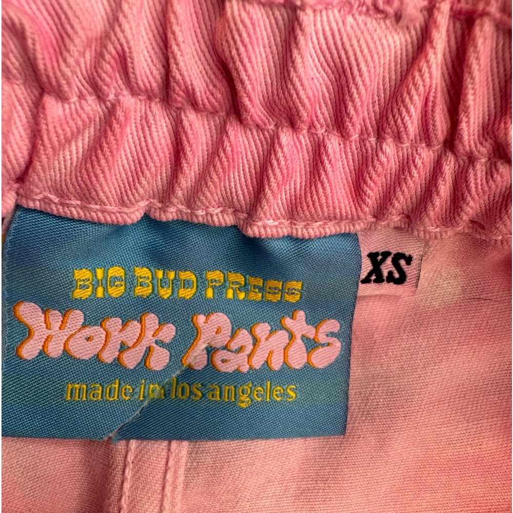 Rare NWOT Big Bud Press Walk Of Fame Paint Stamped Camo Work Pants Pink … - Picture 10 of 14